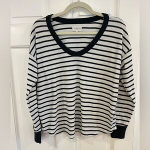 Lou & Grey navy & white waffle shirt